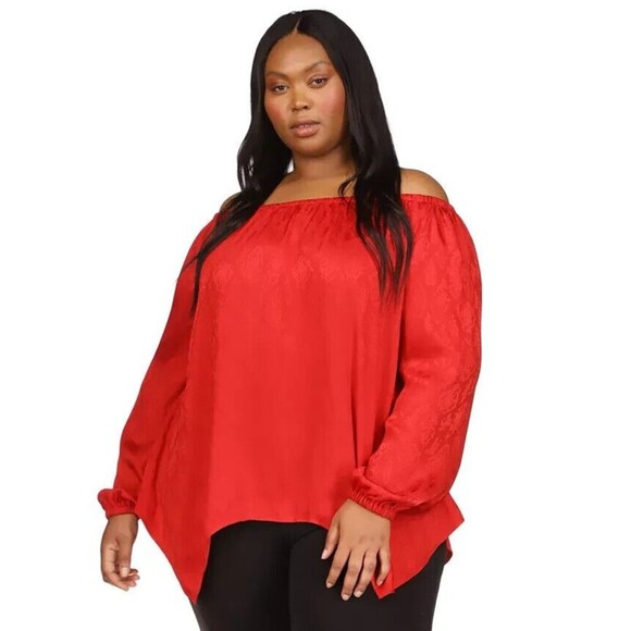 Michael Kors Women's Plus Size Jacquard Snakeskin-Print Handkerchief-Hem Top 1X - Picture 1 of 4